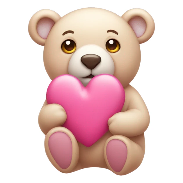 pink heart with little bear sticker