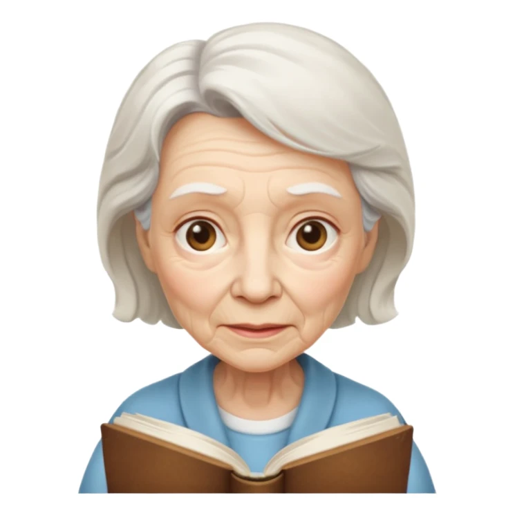 elderly female holding book sticker