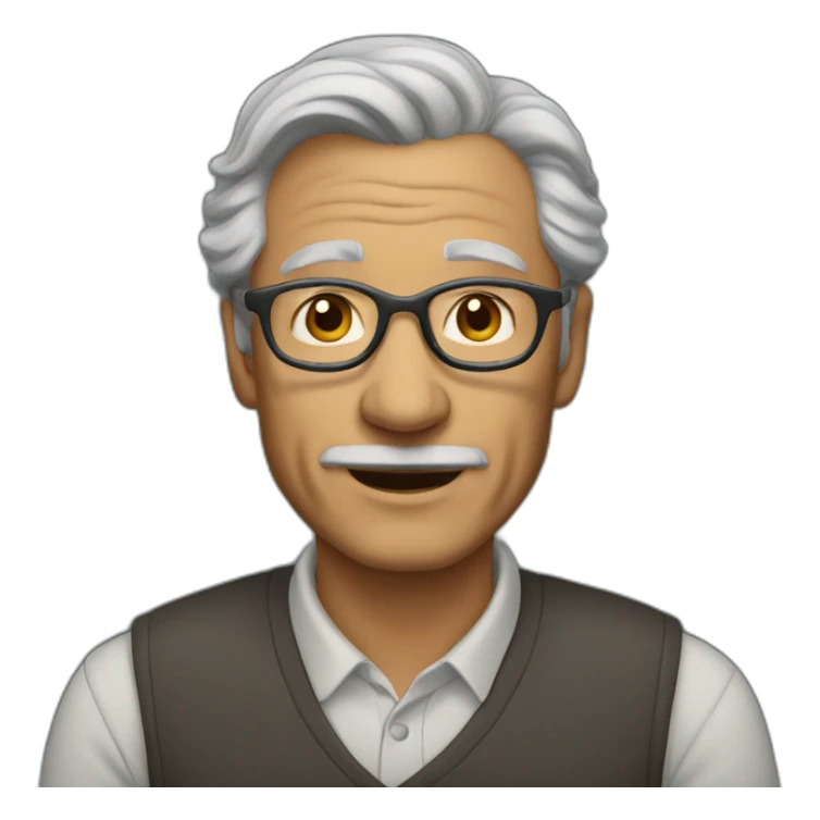 50 years professor with gray hair, without beard without mustache sticker