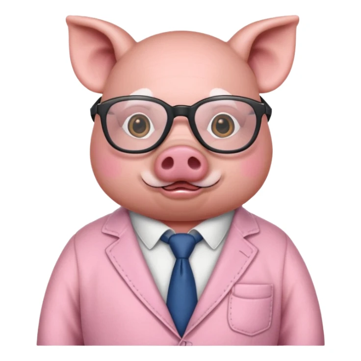 pig with clothes and wearing glasses sticker