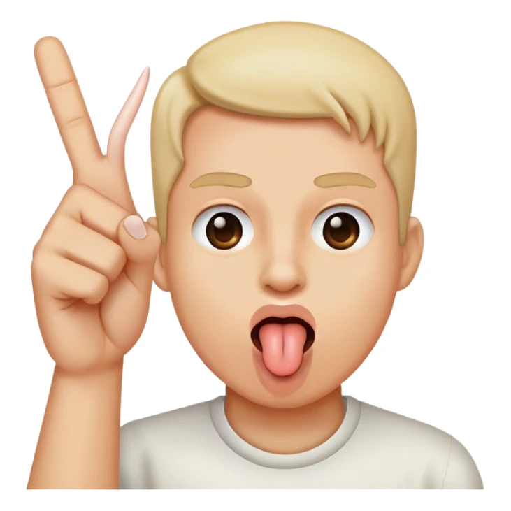 tongue sticking out holding up the middle finger sticker