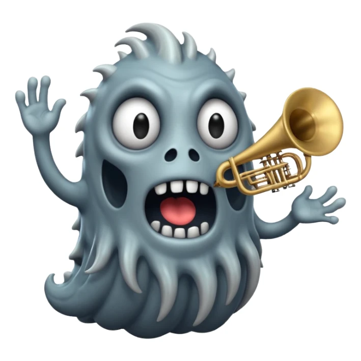 A floating monster that sings by pushing air through hollow chambers in its body like a living wind instrument. Its tone shifts as it drifts higher or lower. sticker