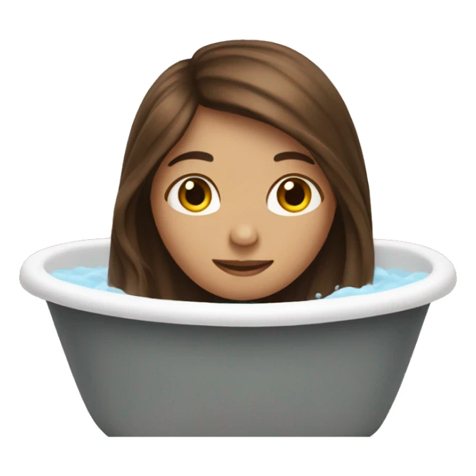 Long brown hair girl in bath sticker