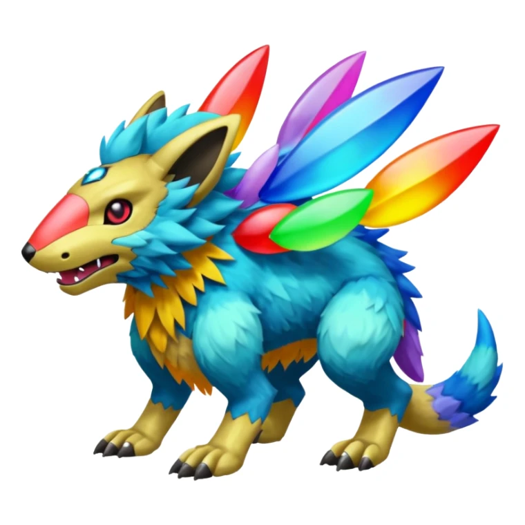  exotic colorful Protogen-Fakémon-Pokémon-Spectrobes-Digimon-Vernid-creature (full body) sticker