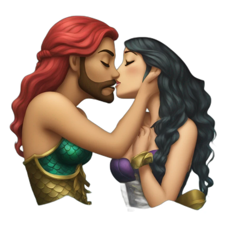 Mermaid and woman pirate kissing sticker