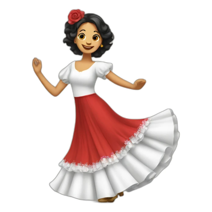 woman dancing sevillanas with typical clothes sticker