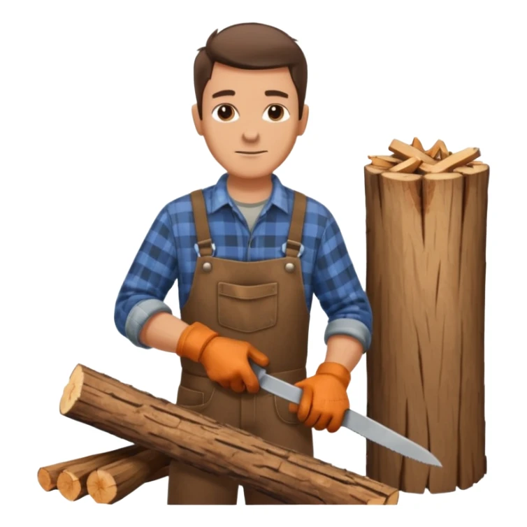 Homme scie du bois de poêle sticker