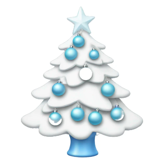 A white christmas tree with pastel blue ornaments sticker