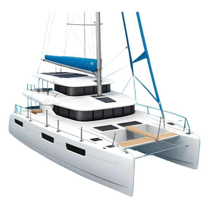 A lagoon 42 catamaran with no wording or letters on the boat. In a solid white background  sticker