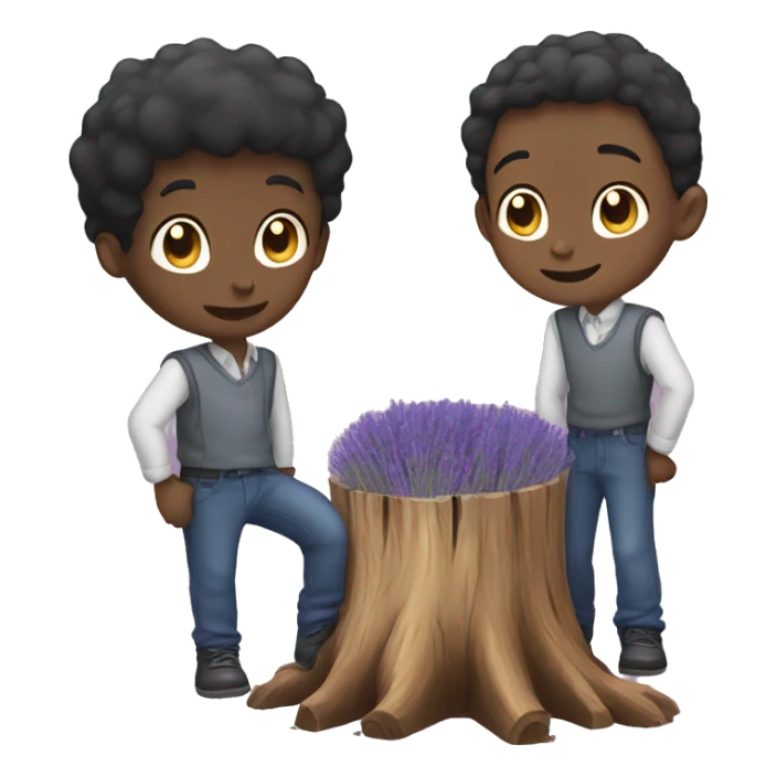 Two boy a stump of lavender
 sticker