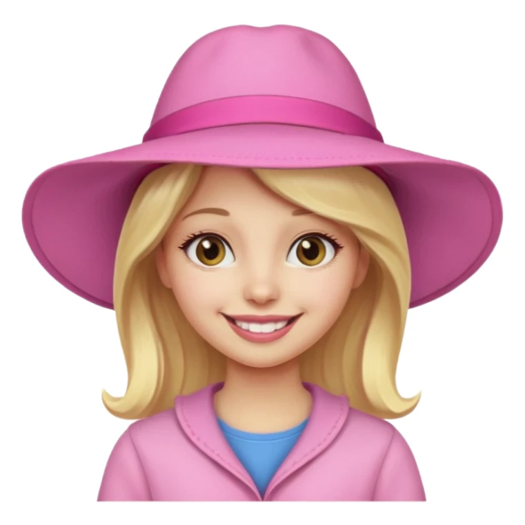 blonde girl wearing big pink hat sticker