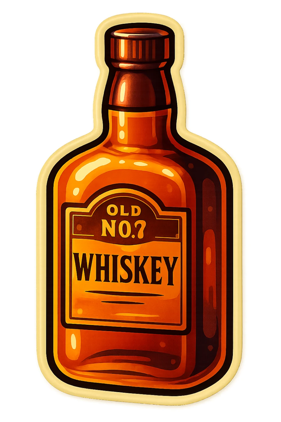 A whiskey bottle with a vintage label and a classic design sticker