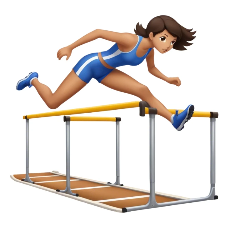 Brunette girl with two legs going over a track hurdle  sticker