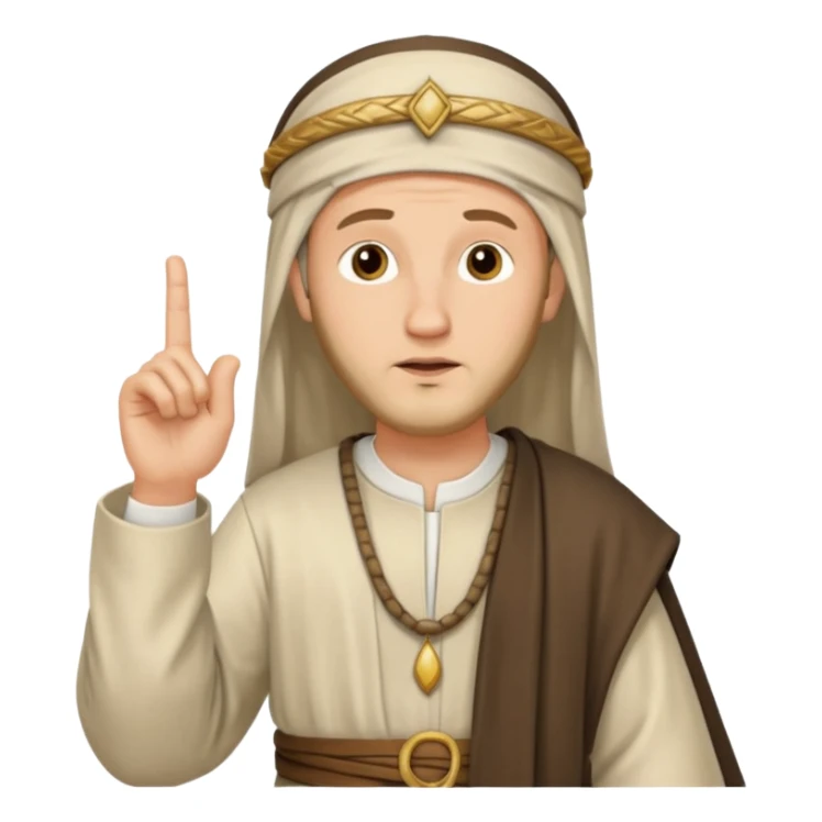 Pharisee, teaching, raised finger, ancient clothing, thoughtful face sticker
