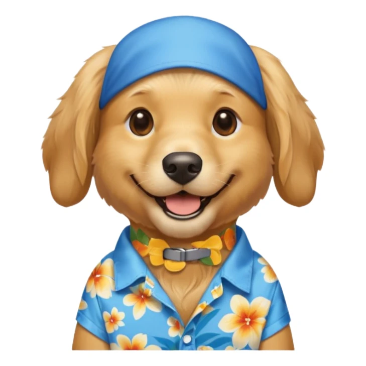 Goldern Dog – wearing blue aloha shirt sticker