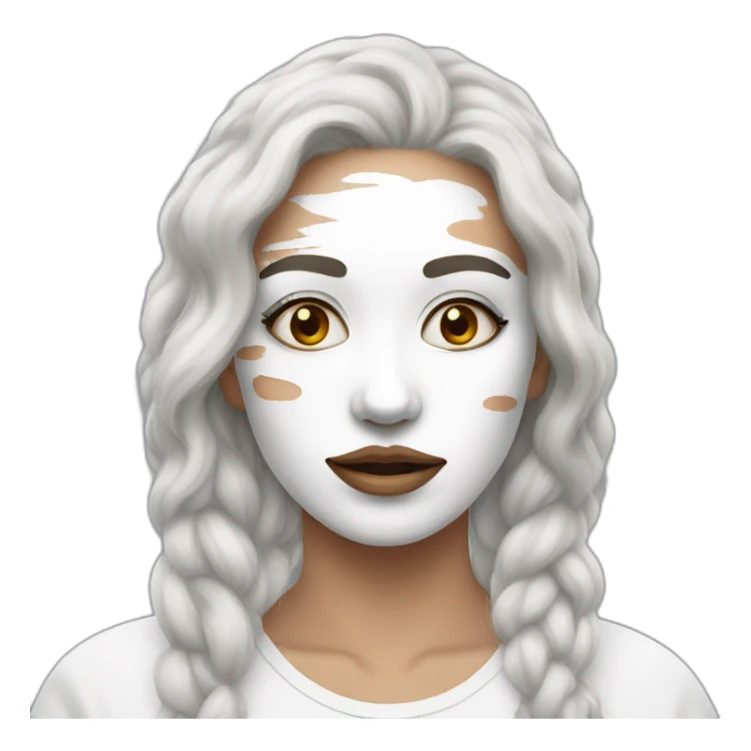 women with white paint on her face sticker