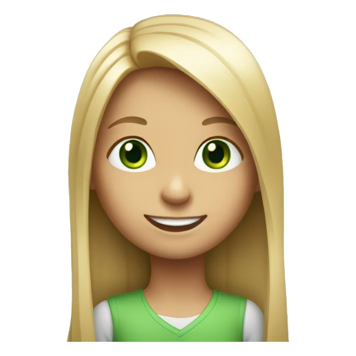 Smiling girl with long straight hair and green eyes sticker