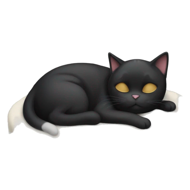 black and white cat sleeping on cat bed emoji sticker