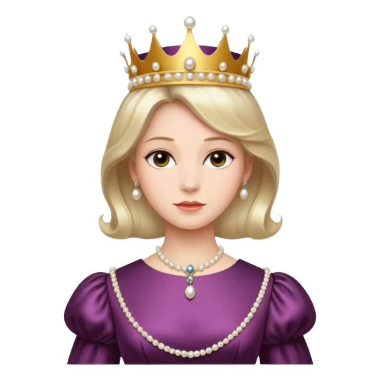 A refined Victorian queen with pearl crown, elegant gown, and composed regal posture.
 sticker