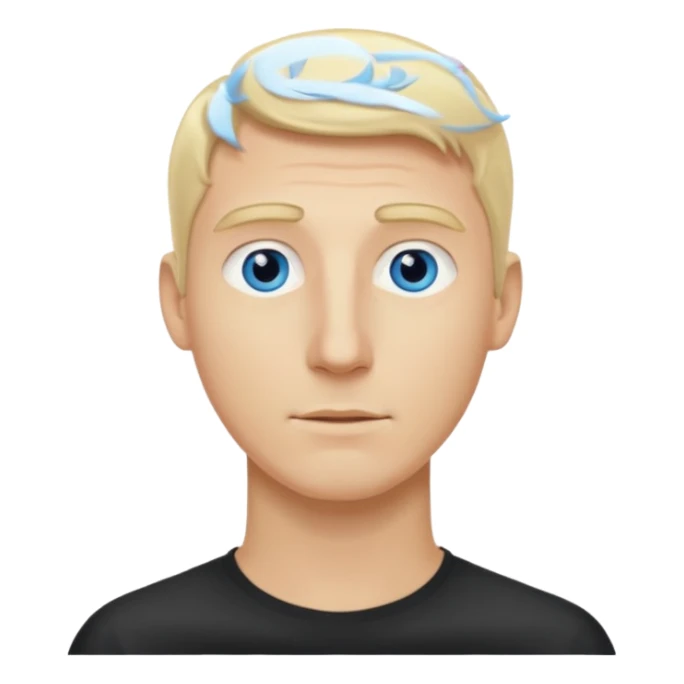 Make me a white man woth blonde hair that has an extra long neck sticker