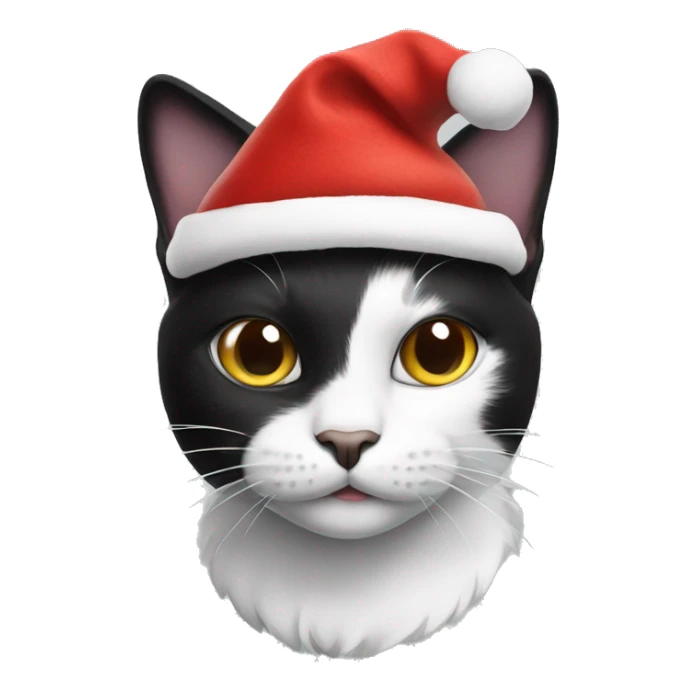 Black and white cat in a Christmas hat  sticker