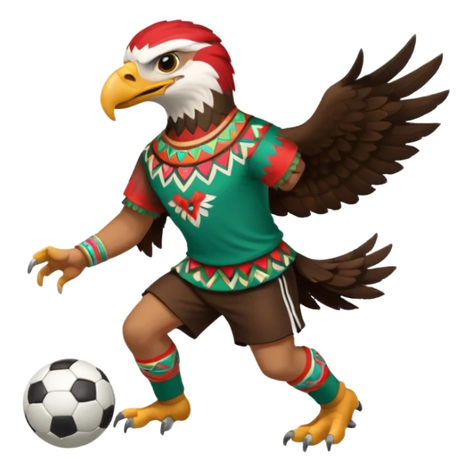 aguila mexicana con vestimenta azteca que juega futbol sticker