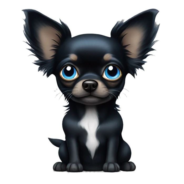 All black long hair chihuahua with blue eyes sticker