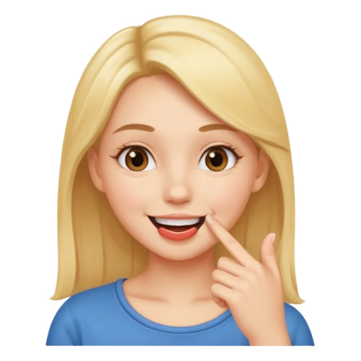 Fille amoureuse qui avec le bout de l'ongle de son index touche sa bouche sticker