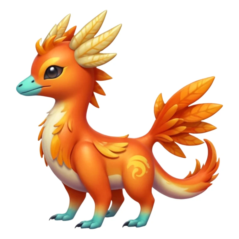  Shiny iridescent light warmly colored reddish-orange-gold-gradients neon vibrant colorful pastel flourishing flurry fuzzy Nargacuga-Palkia-Meloetta-Noibat-fusion-animal-Fakémon-hybrid-creature, by griffsnuff sticker