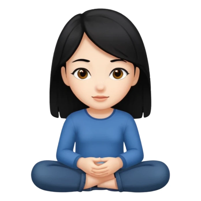 girl sitting black hair sticker