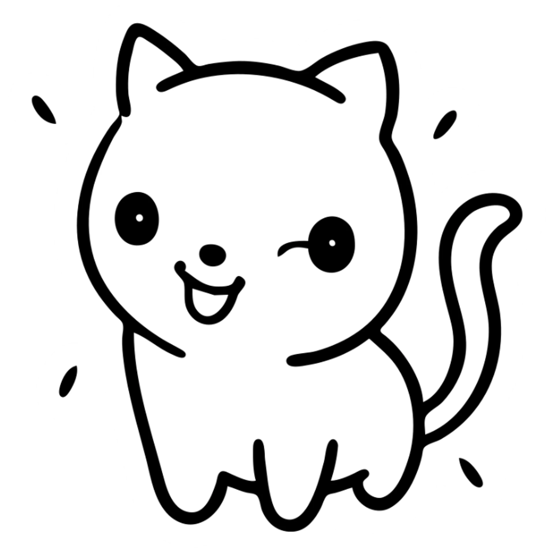 custom cat character inspired by TenSquared server logo, black and white, happy emotion, hand drawn icon style sticker