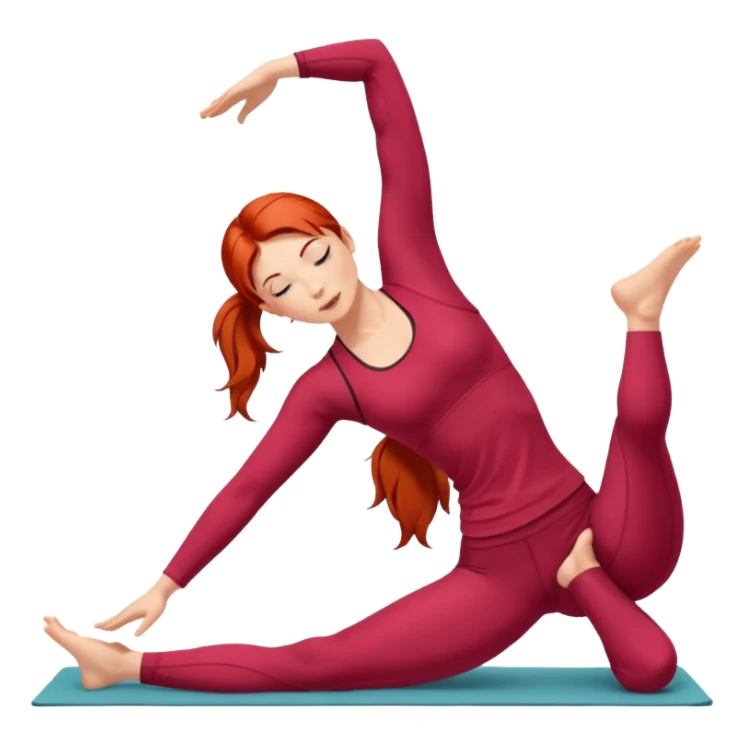 A red-haired woman wearing red clothes and doing yoga sticker