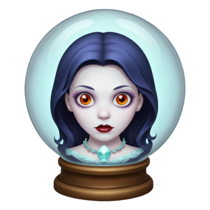A Ghoulish Lady's head in a crystal ball sticker