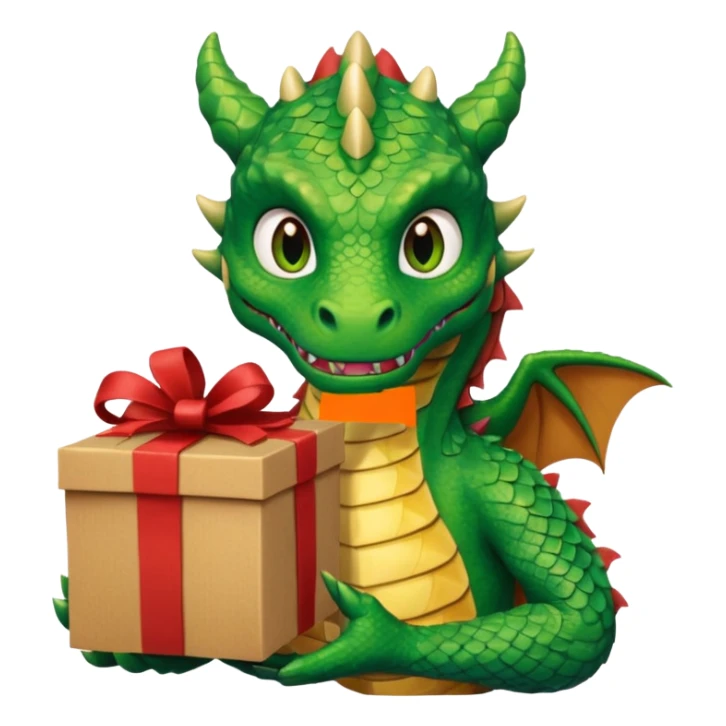 dragon man hold carton box gift sticker