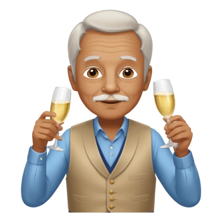 Old man in vest, drinking champagne sticker