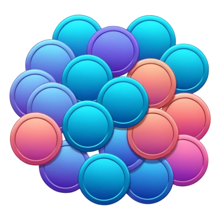 Many Coins pack
in gradient of turquoise, blue, pink, purple, and coral
 sticker
