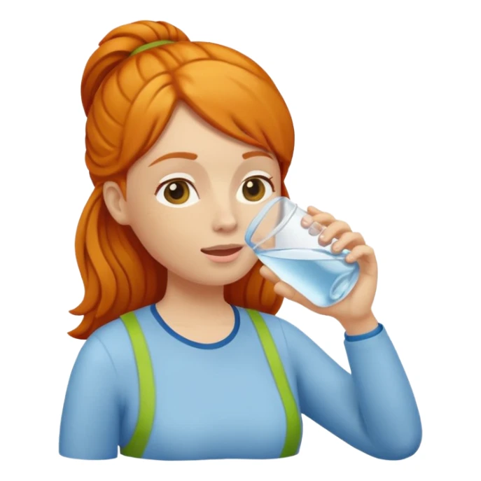 ginger woman drinking water sticker