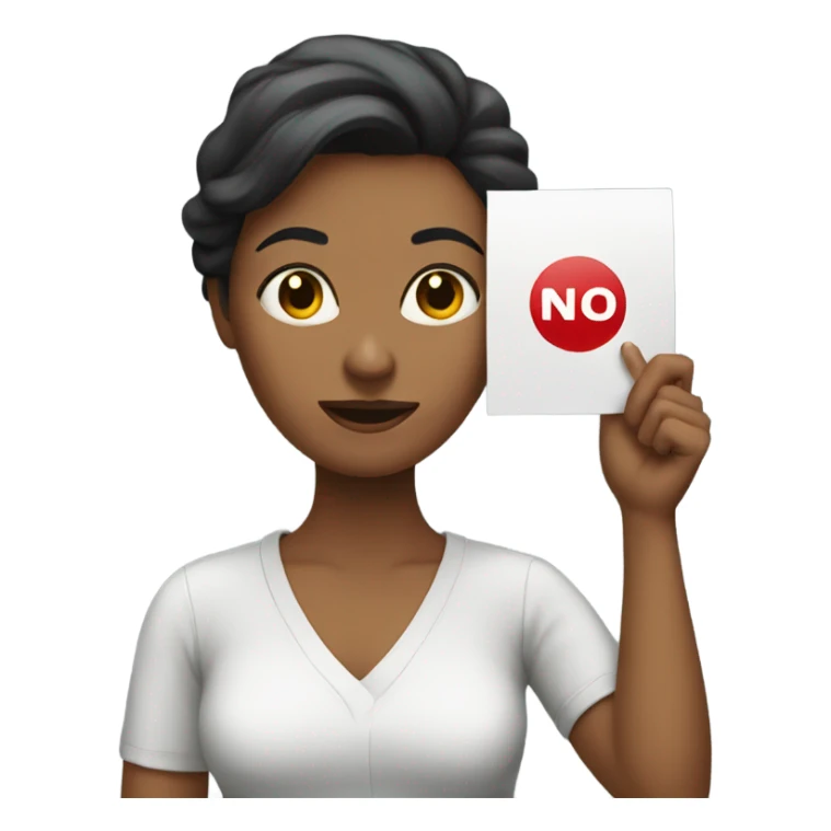 woman holding a sign saying NO  sticker