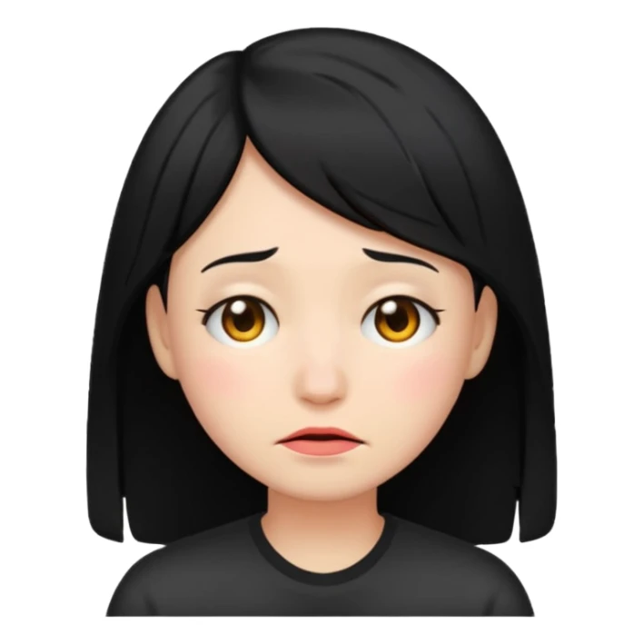 I’m so lonely with black hair emoji sticker