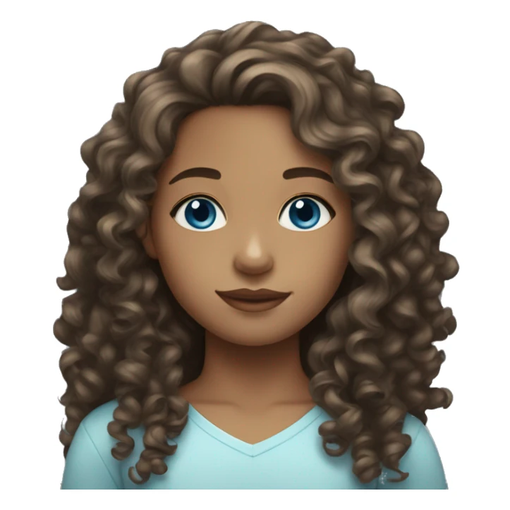light skin girl long curly brown hair blue eyes sticker