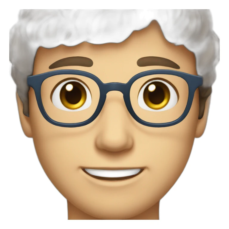 Brown hair bleu eyes grey glasses cute smile sticker