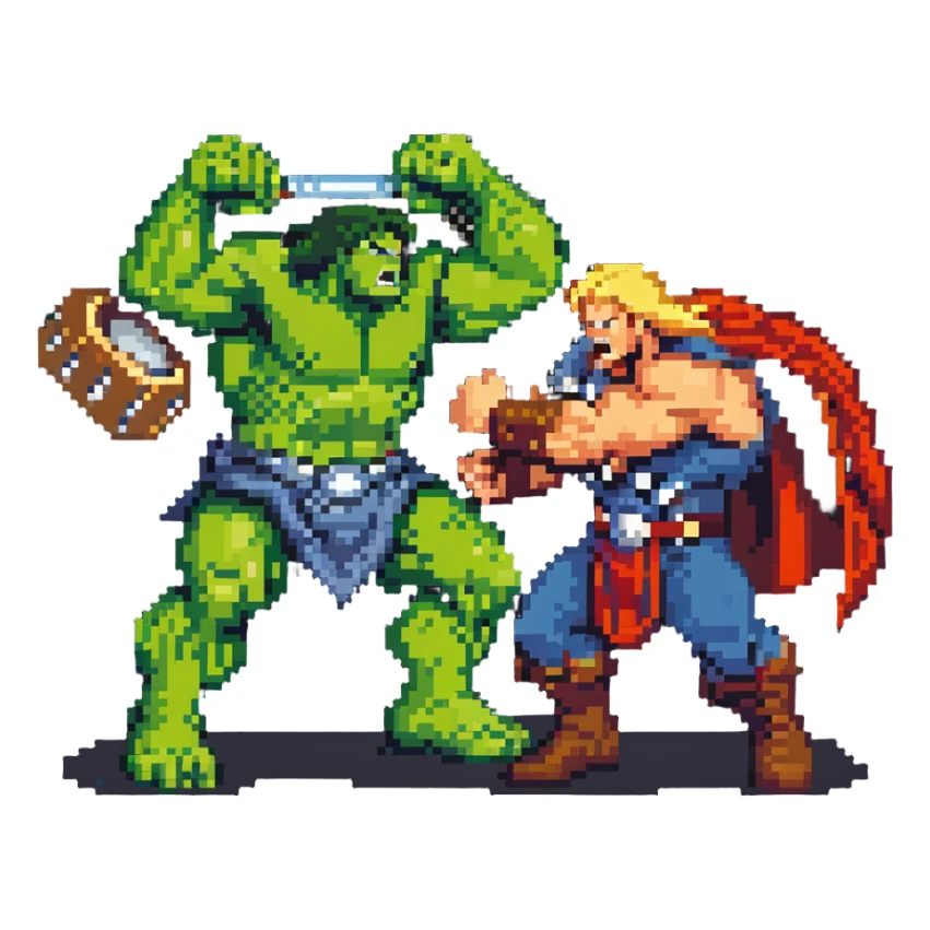 Hulk fighting Thor, green monster vs thunder god sticker