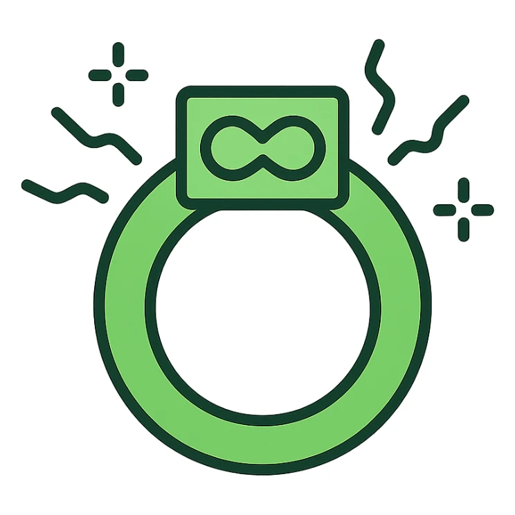 green power ring called Elasticity, glowing with energy, futuristic design, symbolizing flexibility and adaptability, icon style sticker