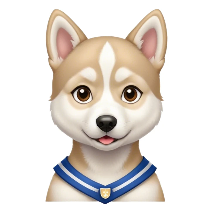 Cute puppy university husky with uniform sticker