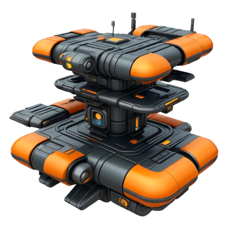 Orange, cyberpunk style, neon, gravity realistic space station sticker