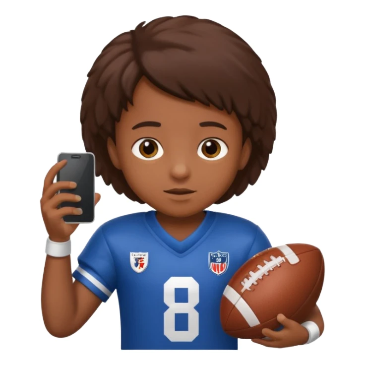 A child is holding a phone and playing football at the same time. sticker