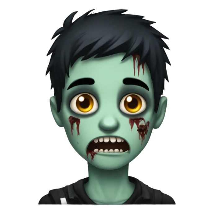 boy zombie with black hair emo creepy sticker