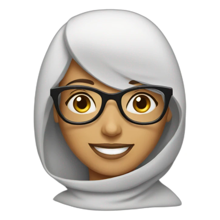 an arabic woman with glasses and smile sticker