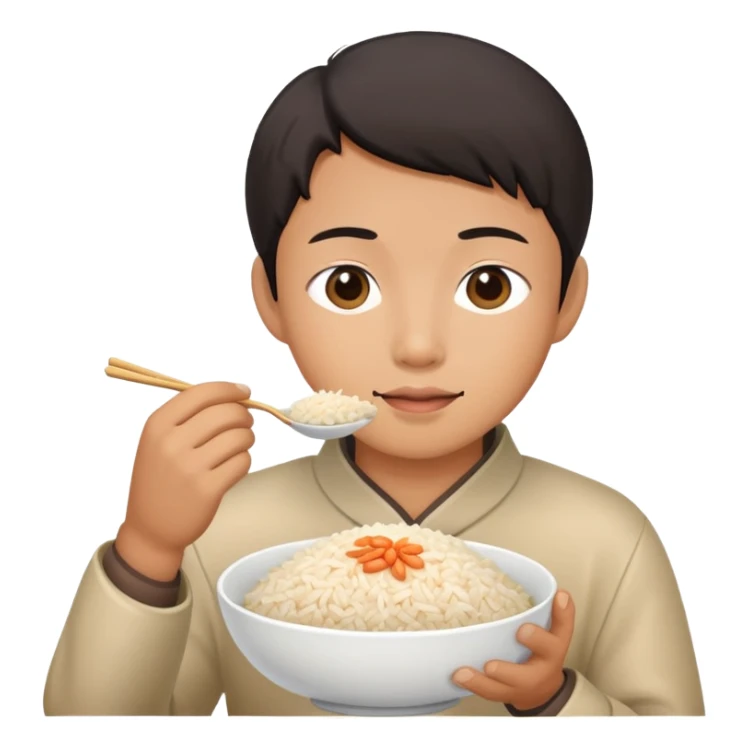 Asian eating rice sticker