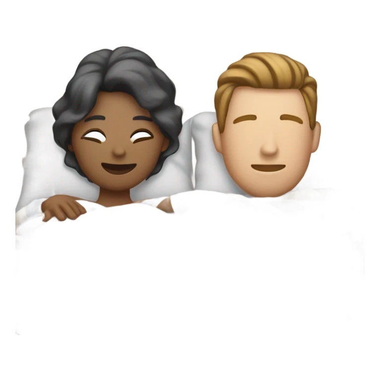 married man and woman sleeping in bed with striped pajamas  sticker